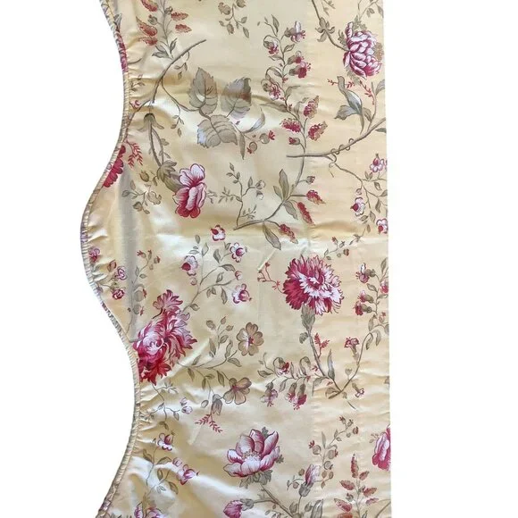 Vintage Floral Valance Curtain Yellow With Pink & Green Botanical Design Scallop - Picture 3 of 5